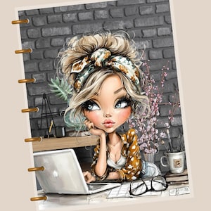 Cute Office Girl Dashboard | Work Planner Dashboard | Happy Planner and Ring Binder Sizes