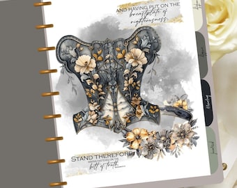 Armor of God Planner Dashboards for Happy Planner and Ring Binder Divider with Bible Verse Ephesians 6 Planner Dashboards