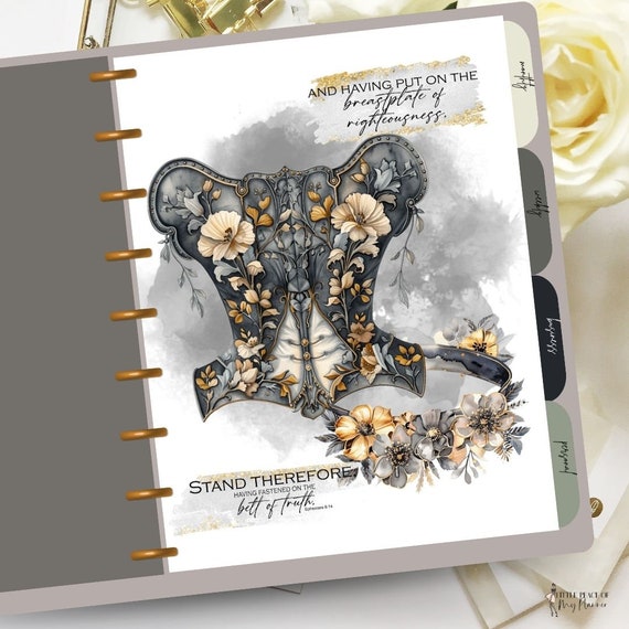 Armor of God Planner Dashboards for Happy Planner and Ring Binder Divider with Bible Verse Ephesians 6 Planner Dashboards