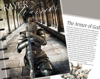 Prayer Warrior Planner Cover Happy Planner Disc bound Laminated Cover Prayer Journal War Binder Bible Verse Ephesians Armor of God Cover