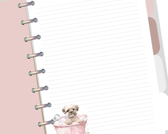 Dog Mom Filler Paper | Cute Puppy Lined Planner Pages | Disc Bound Happy Planner Inserts | Dog Lover Stationery | 32 lb Paper