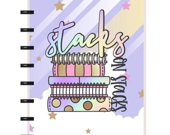 Planificador feliz Stacks on Stacks, cubierta laminada encuadernada en disco, cubierta del planificador Happy Planner, planificador Girl, planificador Life, planificador Stack, cubierta del planificador