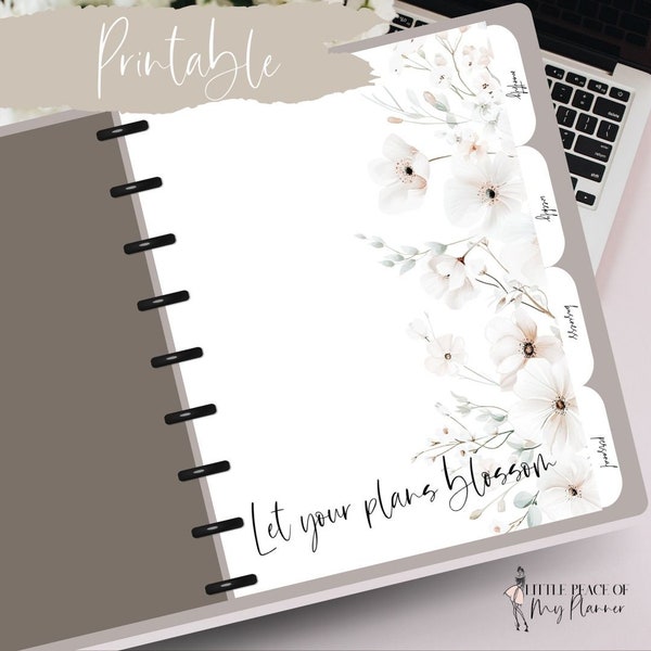 Printable Dashboard Printable Dashboard with Flowers Printable for Happy Planner Divider for A5 A6 Personal Planner Quotes Printable Divider