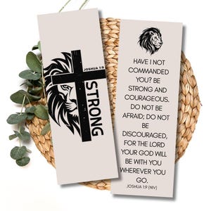 Strong Joshua 1:9 Bookmark for Men Bible Verse Page Marker for Bible Bookmark with Bible Verse Bookmark Gift for Christian Men Bible Marker