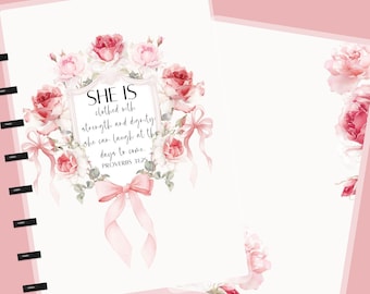 She Is Planner Cover | Proverbs 31:25 Bible Verse Cover | Christian Planner Cover – Front & Back Laminated Set