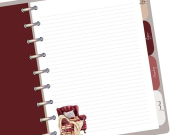 Burgundy Fall Lined Paper with Fall Based Theme Planner Filler Paper with Lined Paper for Classic and Big Happy Planner