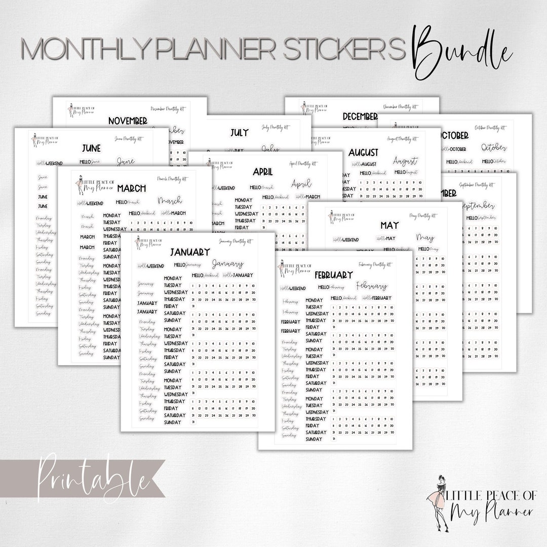 Printable Monthly Planner Sticker Kit Printable Planner Sticker Kit for ...