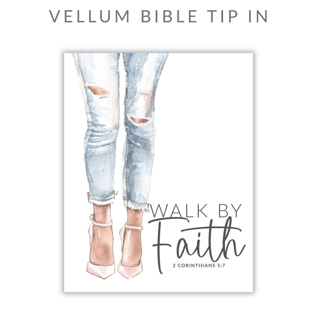Walk by Faith Bible Tip In, Bible Verse Vellum Page - Etsy