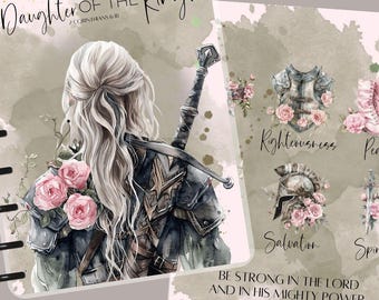 Daughter Of The King Happy Planner Cover with Bible Verse Planner Cover with Scripture Planner Cover Ephesians 6 Armor of God Bible Verse