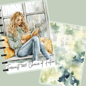 Rainy Day Reading Planner Cover | Raindrops and Reads Collection | Cozy Bookish Planner Cover for Disc bound Planners
