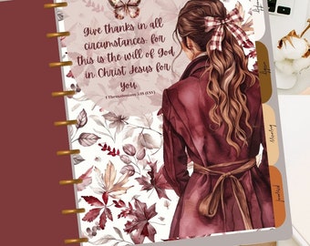 Give Thanks In All Circumstance Bible Verse Planner  Dashboard for Happy Planner Dashboard for A5 Ring Dividers for Happy Planner