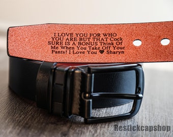 Custom Handmade Belt- Funny Gift for Husband, Father's Day Gift, Engraved Leather Belt ,Gift for Father, Gift for Dad,Anniversary Gift