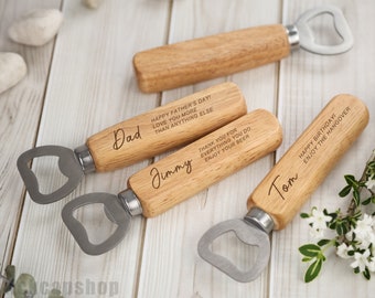 Father’s Day Gift, Personalised Bottle Opener Your Text Here 1 Wooden Bottle Opener Laser Engraved UK Fathers Day, Birthday Christmas