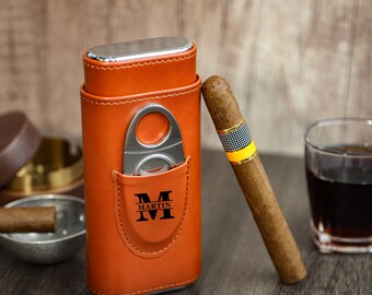 Father's Day Gift,Personalized Travel Cigar Case, Groomsmen Proposal Gifts, Best Man Gift,Husband Gift, Boyfriend Gift, Gift for Him