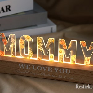 Personalized Flower Printed LED Night Light,Mother’s Day Gift,Custom Mommy Flower Light,Birth Flower Night Light,Grandma Gift,Birthday Gift