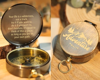 Personalised Brass Compas,Father's Day Gift,Customized Compass,Custom Engraved Compass, Perfect Travel or Keepsake Gift,Gift for Husband