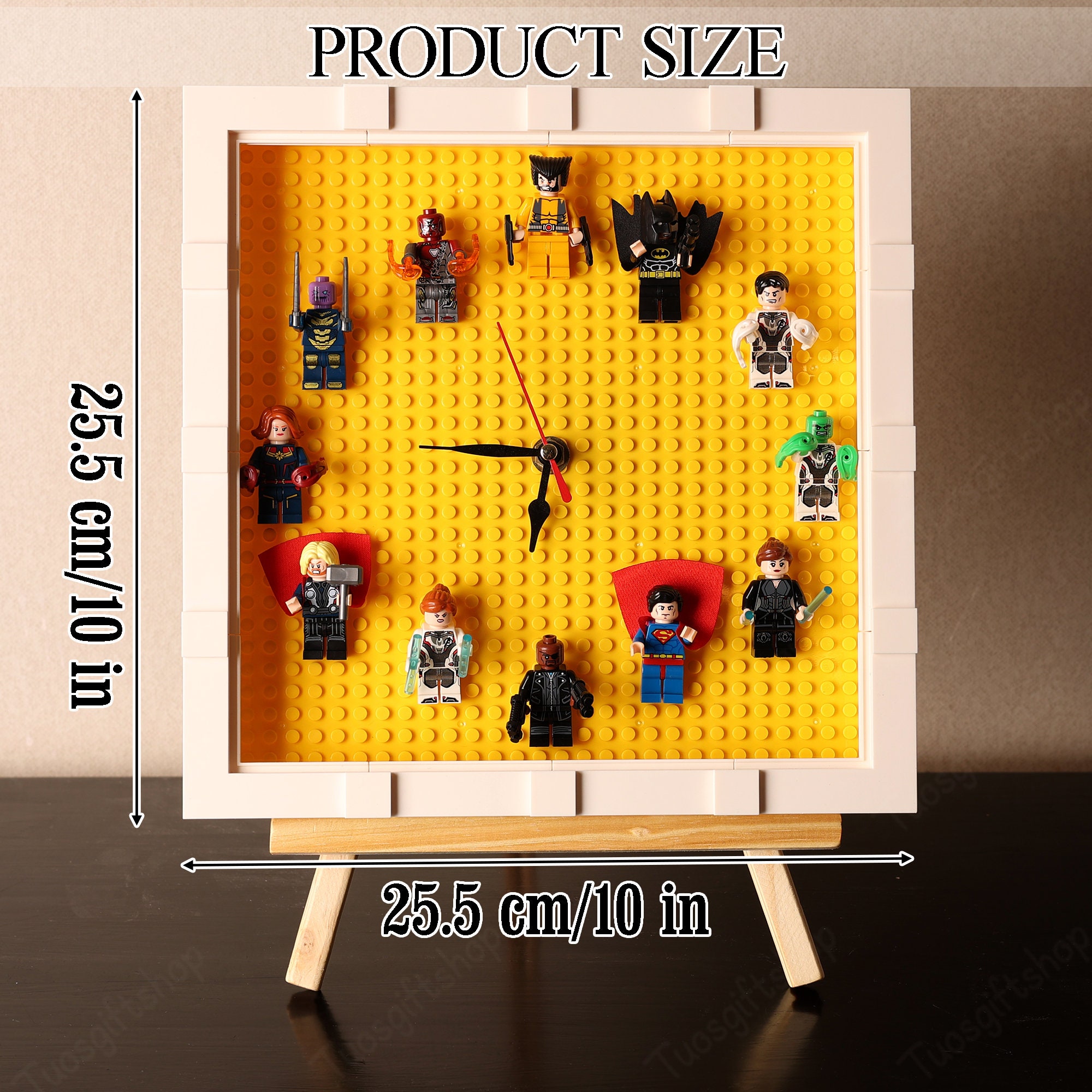 Custom Wall Clock lego Building DIY Kit superhero Series LEGO Doll Clock Ornaments wall Clock for Mini Figure Characters birthday Gift clock Etsy