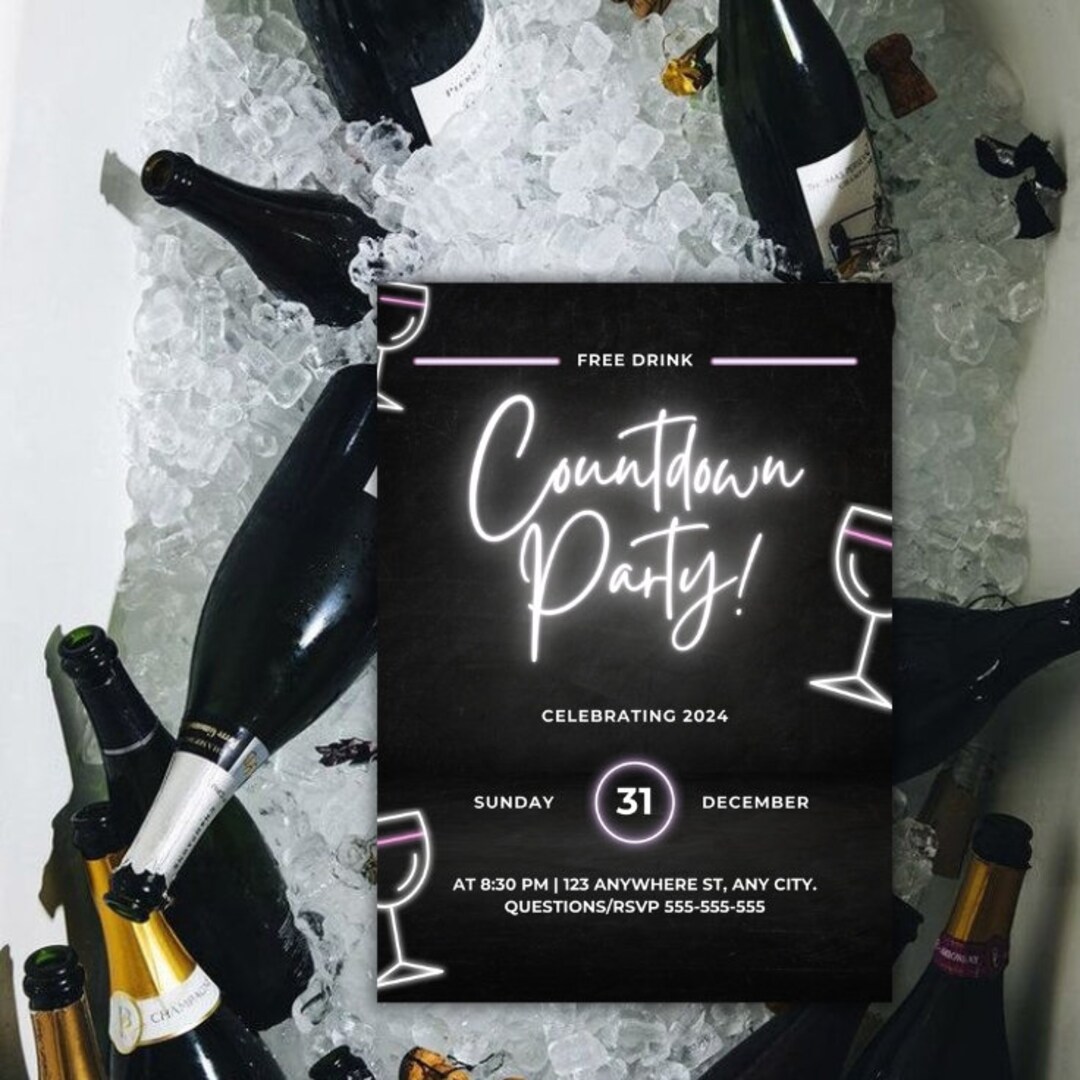 NYE Invitation Template, New Year's Eve Party Invitation, NYE 2024