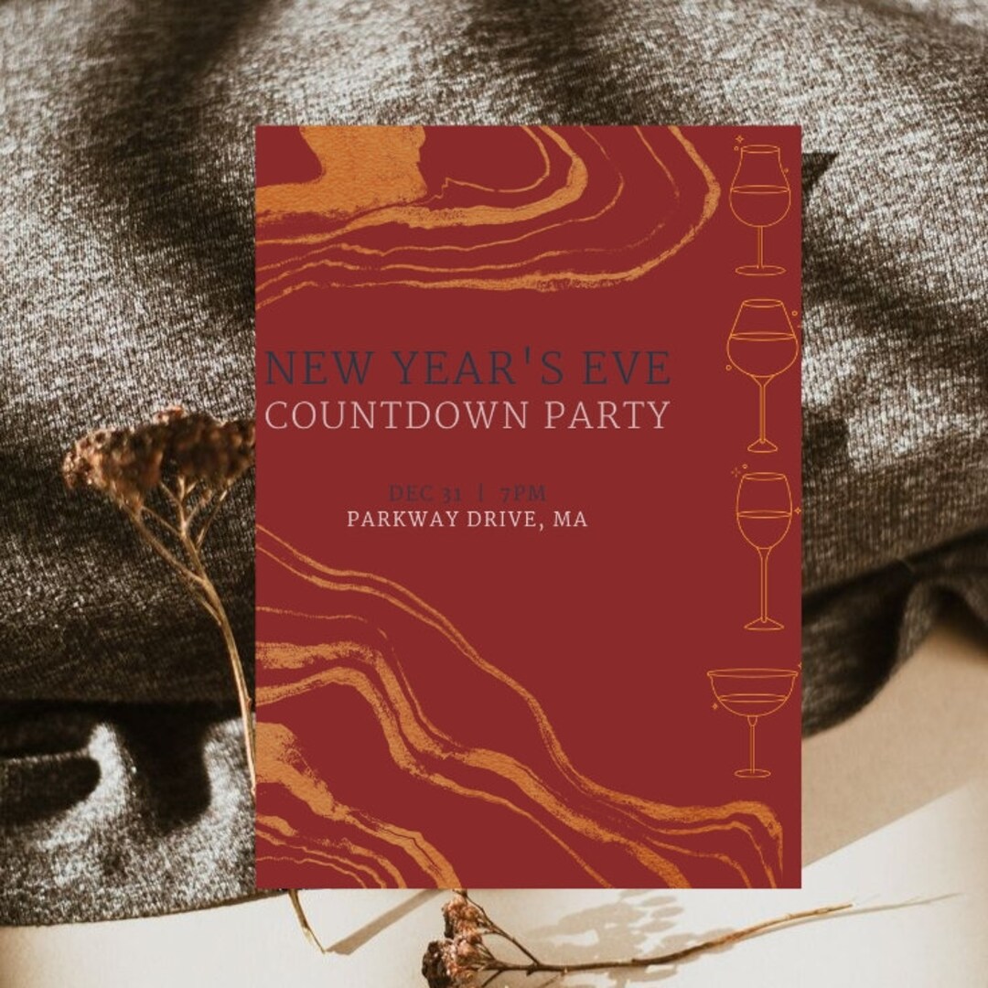 NYE Invitation Template, New Year's Eve Party Invitation, NYE 2024