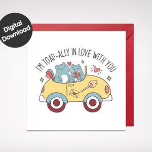 Carte de vœux imprimable pour la Saint-Valentin, Will You Be Mine, doux et adorable petit ami, petite amie ou cadeau d’amant pour Vday, Toadally in Love