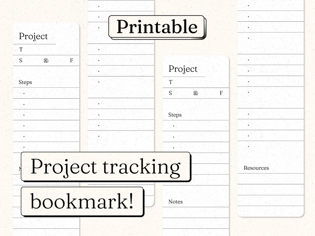 Printable Project Tracking Bookmark, Productivity and Goal Tracker ...