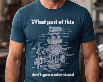 Vilken del av detta förstår du inte T-shirt, bilmekanikerdiagram T-shirt, vintage motorritningsgrafik T-shirt, present till pappa Gearhead