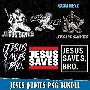 Jesus Saves PNG Bundle White Text | 6 Christian Sublimation Designs | Faith Quote Religious Digital Download