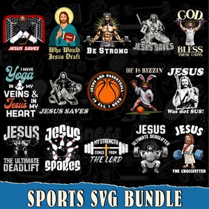 15 PNG Jesus Fitness & Sports Bundle | Christian Gym Basketball Football Clipart