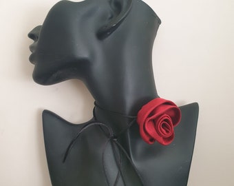 Handmade Silk Rose Choker Recycled 100% Silk Rose Choker Luxurious Silk Rose Choker Ethical and Chic Accessory