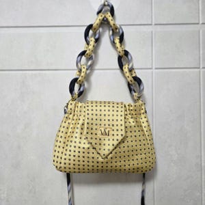 Upcycled Silk Tie Handbag - One-of-a-kind Sustainable Accessory Small Silk Bag with Soft Chain Handle Evening Clutch Bag