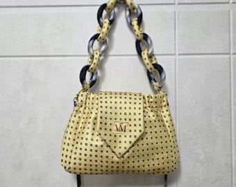 Upcycled Silk Tie Handbag - One-of-a-kind Sustainable Accessory Small Silk Bag with Soft Chain Handle Evening Clutch Bag