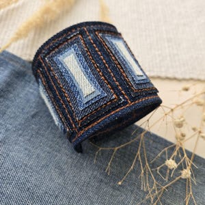 Upcycled Denim Cuff Bracelet – Sustainable Statement Jewelry