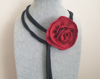 Red Silk Rose Choker Recycled 100% Silk Rose Choker Luxurious Silk Rose Choker Ethical and Chic Accessory