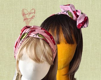 Haarband mit Draht für Kinder & Frauen | Stirnband Kirschen flexibel formbar | Handgemachtes Haaraccessoire I Unikat