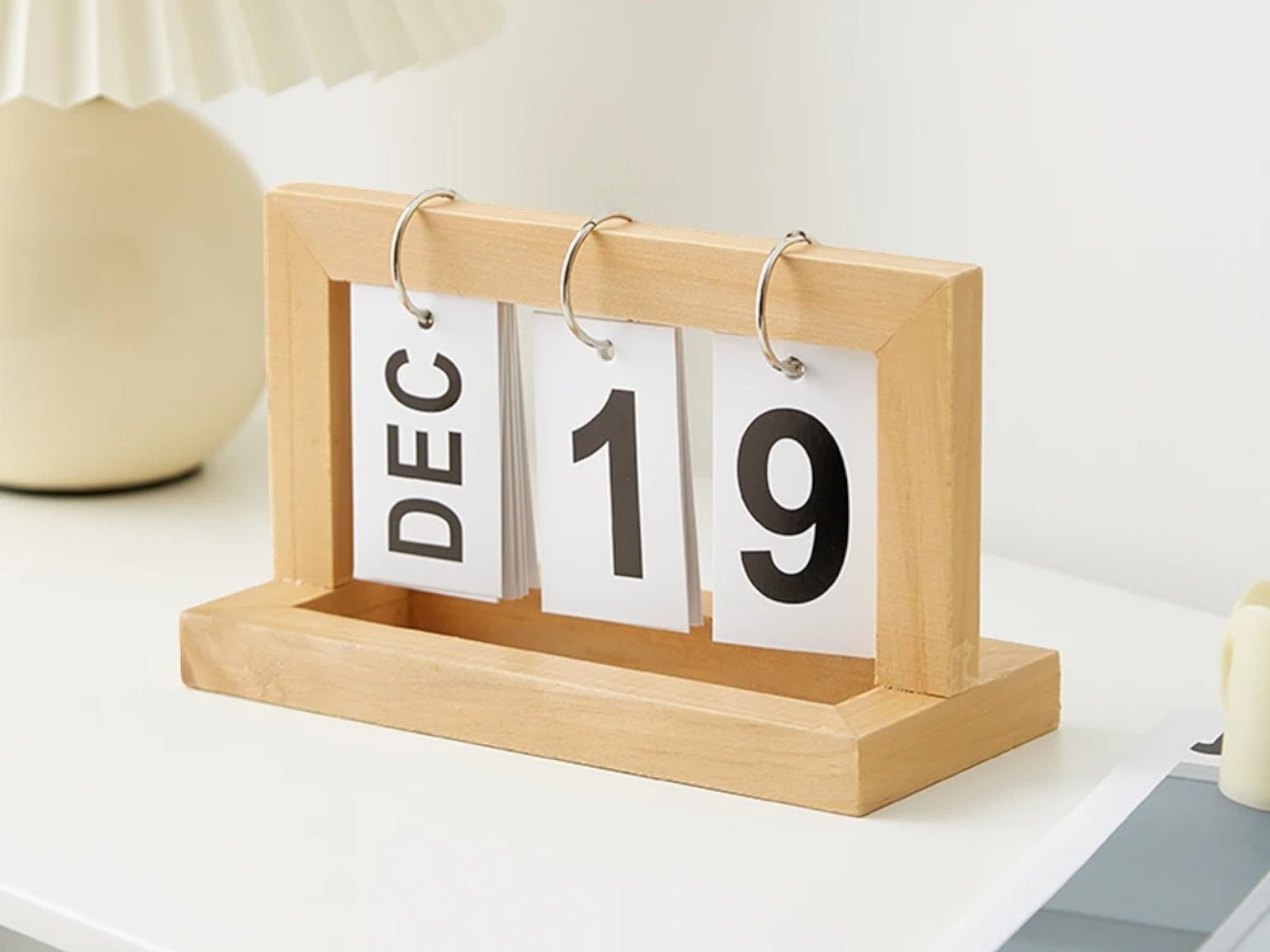 Rustic Wooden Vintage Desk Calendar Office Date Display and Desktop ...