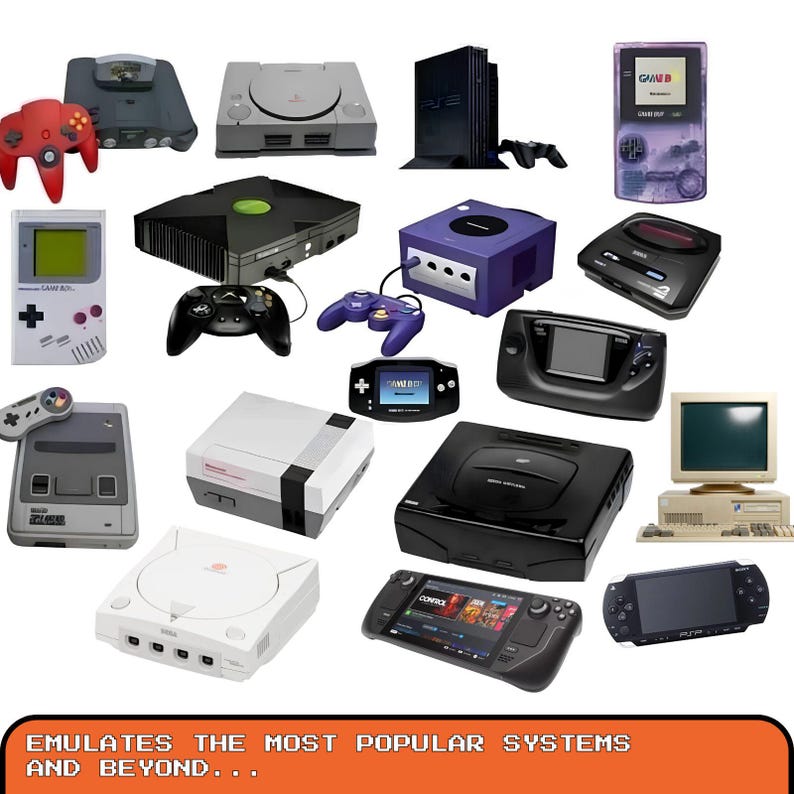 Mini PC console de jeu rétro Batocera 128 Go, console d'émulation Plug and Play, émulateur d'arcade portable, cadeau pour les joueurs Manette sans fil image 5