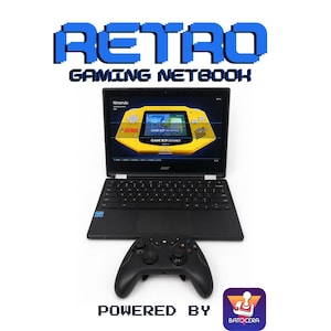 Retro Gaming Laptop Netbook Batocera 128GB Emulation Console, Portable Emulator Console, Vintage Plug and Play Gaming PC with Controller image 1
