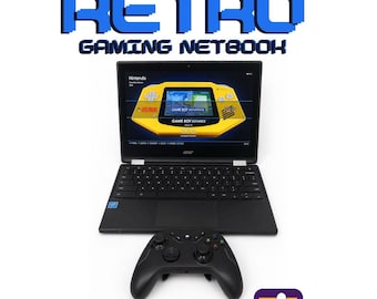Retro Gaming Laptop Netbook Batocera 128GB Emulation Console, Portable Emulator Console, Vintage Plug and Play Gaming PC with Controller
