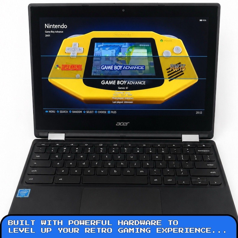 Retro Gaming Laptop Netbook Batocera 128GB Emulation Console, Portable Emulator Console, Vintage Plug and Play Gaming PC with Controller image 2