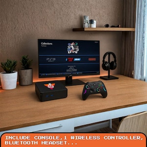 Mini PC console de jeu rétro Batocera 128 Go, console d'émulation Plug and Play, émulateur d'arcade portable, cadeau pour les joueurs Manette sans fil image 4