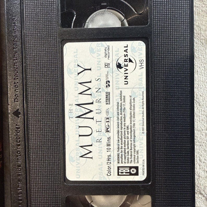 Vintage the Mummy Returns VHS Tape Movie 2001 Brendan Fraser Rachel ...