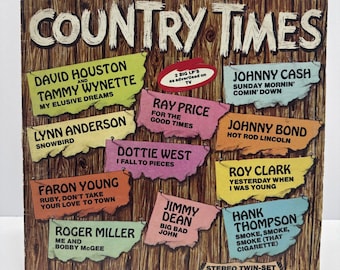 Country Times 2 LP Vinyl Record – David Houston, Johnny Cash, VG+