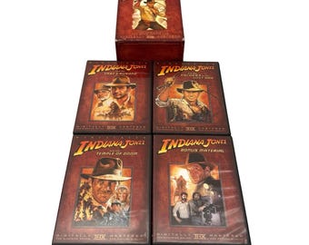 Colección de películas en DVD Las aventuras de Indiana Jones, caja de 4 discos, disco en perfecto estado.