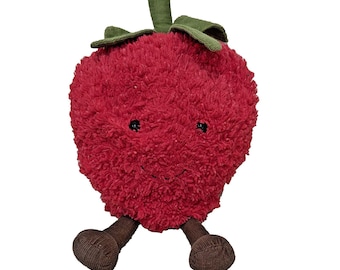 Jellycat London Amuseables Peluche de fresa roja de 18 cm, suave y esponjoso, descatalogado, difícil de encontrar.