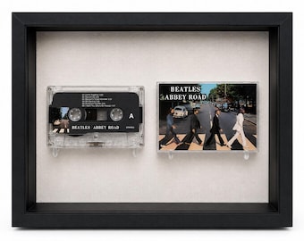 Original The Beatles Abbey Road Cassette Display, Framed Vintage Music Decor