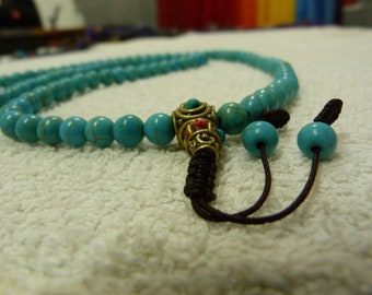 Collar mala de meditación turquesa