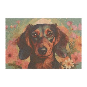 Dachshund Doormat | 24&quot;x16&quot; Coir Outdoor Mat | Cute Dog Lover&#39;s Entryway Rug | Durable Coconut Fiber with Vinyl Backing