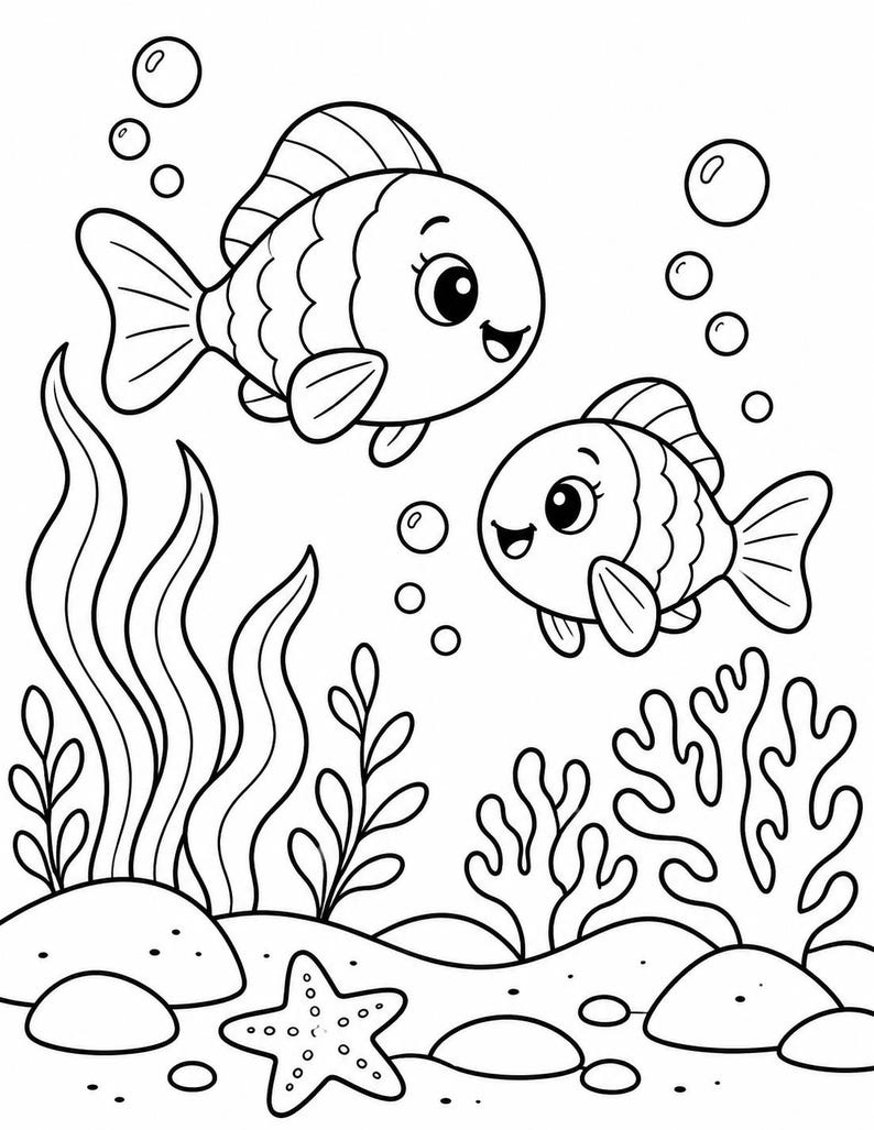 Ocean Animals Coloring Pages for Kids | 8 Printable Designs | Ages 4-8