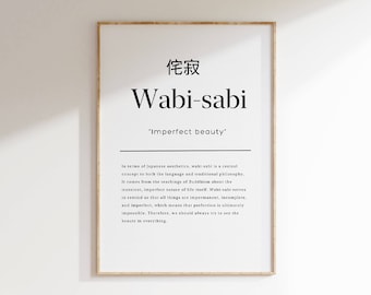 Japanese Wabi Sabi Word Definition Print, Japanese Poster, Nordic Print, Wabi Sabi Typography Print, Japandi Home Decor, Printable Wall Art