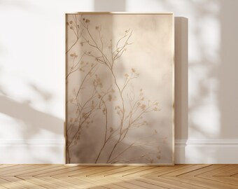 Neutrale Natur Kunst, Moderne Poster Baum Zweige, Abstrakte Skandinavische Wanddekoration, Elegante Pflanzen Wandkunst, Japandi Minimal Raumdekor
